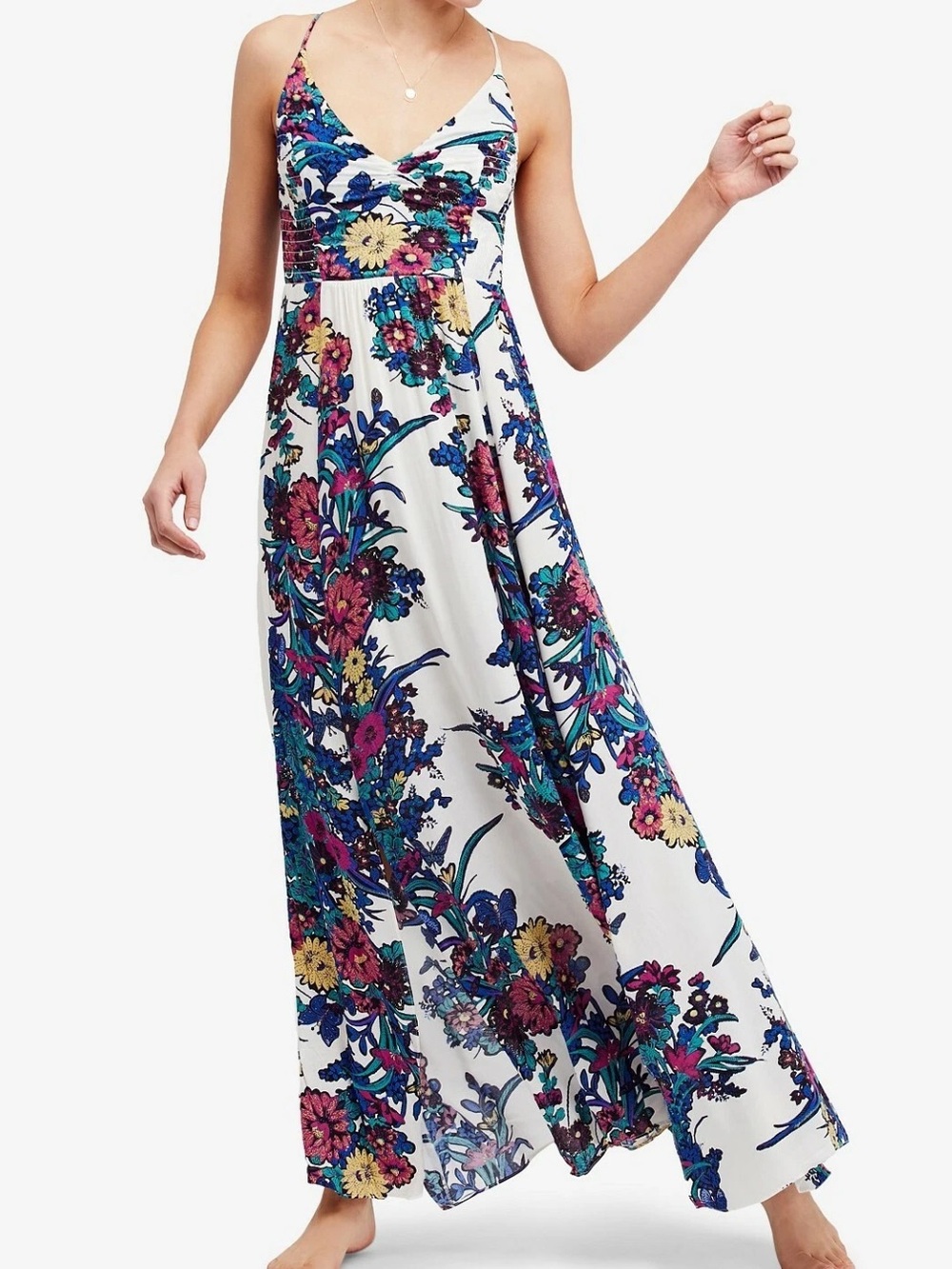 Free People Intimately Through The Vine Maxi Dress in Ivory Combo L Large Boho